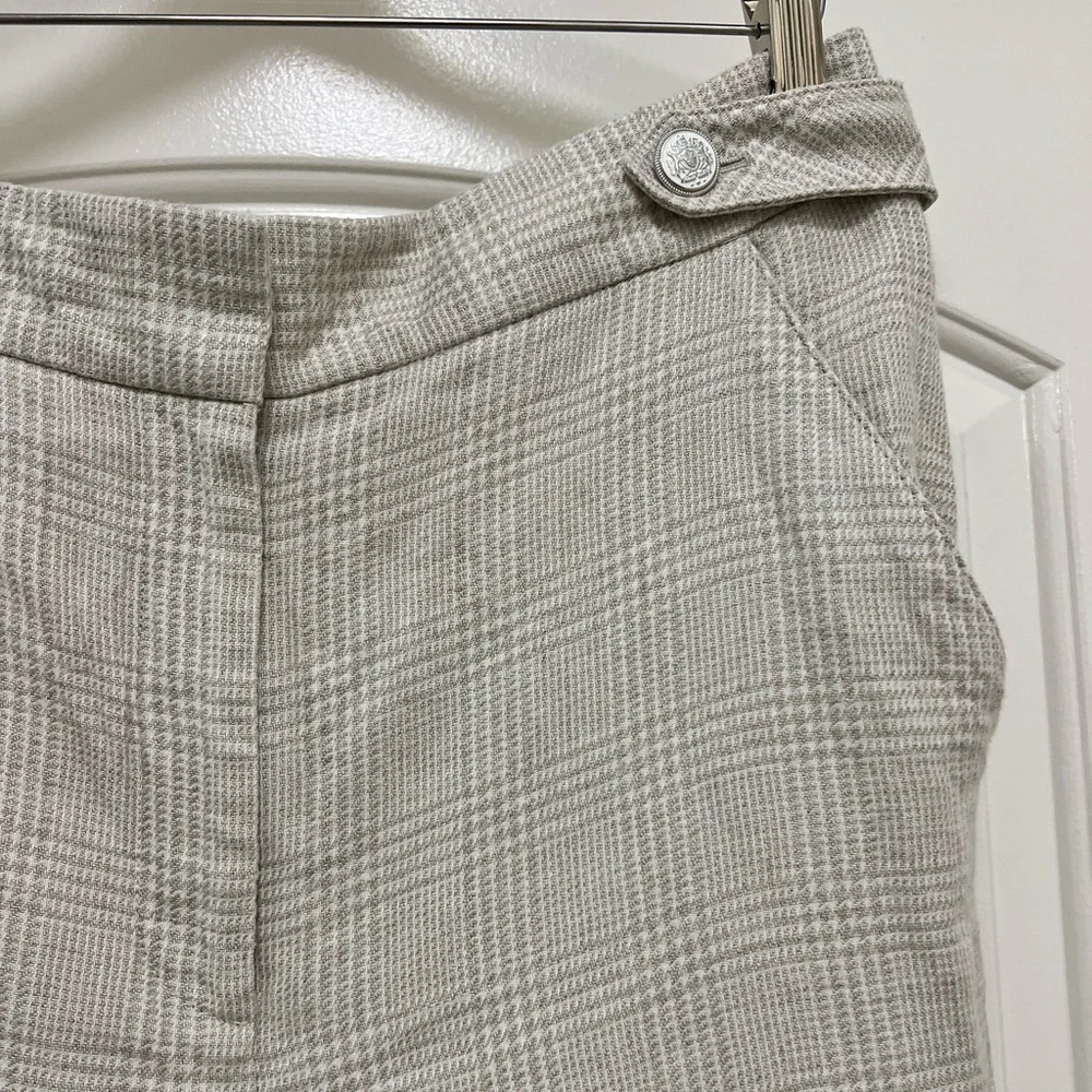 Veronica Beard Isley Check-Print Cropped Linen Cotton Blend Trouser